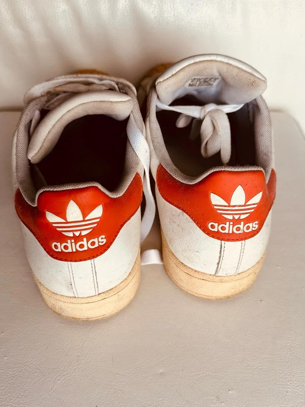 adidas White & Orange Superstar Shoes